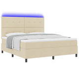 Letto a molle con materasso con led Crema 180 x 200 cm Tessuto