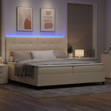 Letto a molle con strisce LED Crema 200 x 200 cm Tessuto
