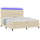 Letto a molle con strisce LED Crema 200 x 200 cm Tessuto