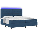 Letto a molle con materasso con led Blu 200 x 200 cm Tessuto