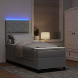 Letto a molle con strisce LED Grigio chiaro 80 x 200 cm Tessuto