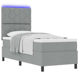 Letto a molle con strisce LED Grigio chiaro 80 x 200 cm Tessuto