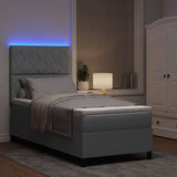 Letto a molle con testiera Grigio chiaro 100 x 200 cm Tessuto