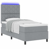 Letto a molle con testiera Grigio chiaro 100 x 200 cm Tessuto