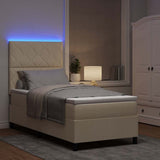 Letto a molle con strisce LED Crema 100 x 200 cm Tessuto