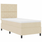 Letto a molle con strisce LED Crema 100 x 200 cm Tessuto