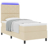 Letto a molle con strisce LED Crema 100 x 200 cm Tessuto