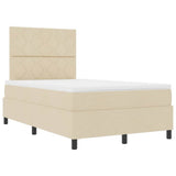Letto a molle con strisce LED Crema 120 x 190 cm Tessuto
