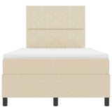 Letto a molle con strisce LED Crema 120 x 190 cm Tessuto