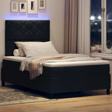 Letto a molle con strisce LED Nero 120 x 200 cm Tessuto