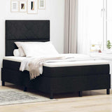 Letto a molle con strisce LED Nero 120 x 200 cm Tessuto