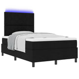 Letto a molle con strisce LED Nero 120 x 200 cm Tessuto