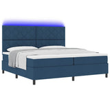 Letto a molle con materasso con led Blu 200 x 200 cm Tessuto