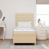 Letto a Sorgente LED con materasso Crema 90 x 190 cm Tessuto
