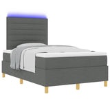 Letto a Sorgente LED Grigio scuro 120 x 190 cm Tessuto