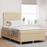 Letto a Sorgente LED con materasso Crema 120 x 190 cm Tessuto