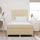 Letto a Sorgente LED con materasso Crema 120 x 190 cm Tessuto