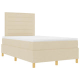Letto a Sorgente LED con materasso Crema 120 x 190 cm Tessuto