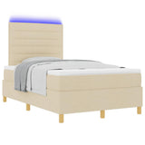Letto a Sorgente LED con materasso Crema 120 x 190 cm Tessuto
