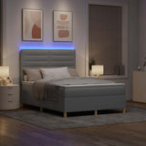 Letto a Sorgente LED Grigio chiaro 140 x 190 cm Tessuto