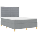 Letto a Sorgente LED Grigio chiaro 140 x 190 cm Tessuto