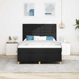 Letto a Sorgente LED con materasso Nero 140 x 190 cm Tessuto