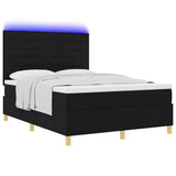 Letto a Sorgente LED con materasso Nero 140 x 190 cm Tessuto