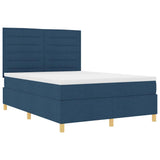 Letto a Sorgente LED con materasso Blu 140 x 200 cm Tessuto