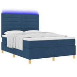 Letto a Sorgente LED con materasso Blu 140 x 200 cm Tessuto