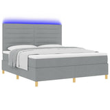 Letto a Sorgente LED Grigio chiaro 180 x 200 cm Tessuto