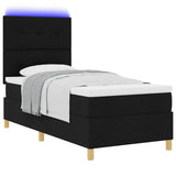 Letto a Sorgente LED con testiera Nero 90 x 190 cm Tessuto