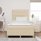 Letto a Sorgente LED con testiera Crema 120 x 190 cm Tessuto