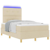 Letto a Sorgente LED con testiera Crema 120 x 190 cm Tessuto