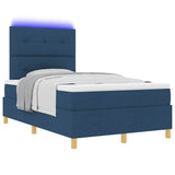 Letto a Sorgente LED con testiera Blu 120 x 190 cm Tessuto