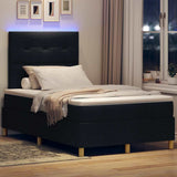 Letto a Sorgente LED con materasso Nero 120 x 200 cm Tessuto