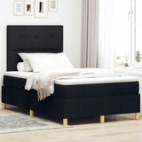 Letto a Sorgente LED con materasso Nero 120 x 200 cm Tessuto