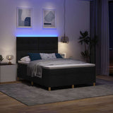 Letto a Sorgente LED con testiera Nero 140 x 200 cm Tessuto