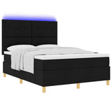 Letto a Sorgente LED con testiera Nero 140 x 200 cm Tessuto