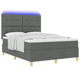 Letto a Sorgente LED Grigio scuro 160 x 200 cm Tessuto