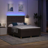 Letto a Sorgente LED Marrone Scuro 160 x 200 cm Tessuto