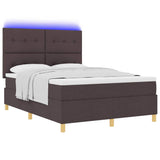 Letto a Sorgente LED Marrone Scuro 160 x 200 cm Tessuto