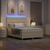 Letto a Sorgente LED con testiera Crema 160 x 200 cm Tessuto