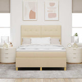Letto a Sorgente LED con testiera Crema 160 x 200 cm Tessuto