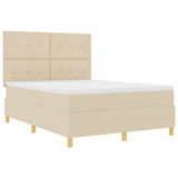 Letto a Sorgente LED con testiera Crema 160 x 200 cm Tessuto