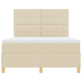 Letto a Sorgente LED con testiera Crema 160 x 200 cm Tessuto