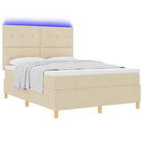 Letto a Sorgente LED con testiera Crema 160 x 200 cm Tessuto