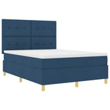 Letto a Sorgente LED con testiera Blu 160 x 200 cm Tessuto
