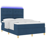 Letto a Sorgente LED con testiera Blu 160 x 200 cm Tessuto