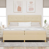 Letto a Sorgente LED con testiera Crema 200 x 200 cm Tessuto