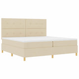 Letto a Sorgente LED con testiera Crema 200 x 200 cm Tessuto